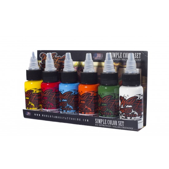 World Famous Tattoo İnk Simple Color Ink Set 6 x 30ml