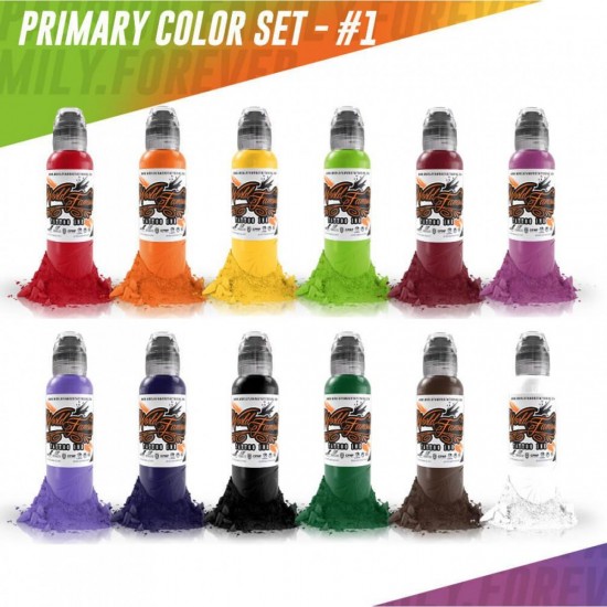 World Famous Tattoo İnk Primary Set #1 12 Color 30 ML